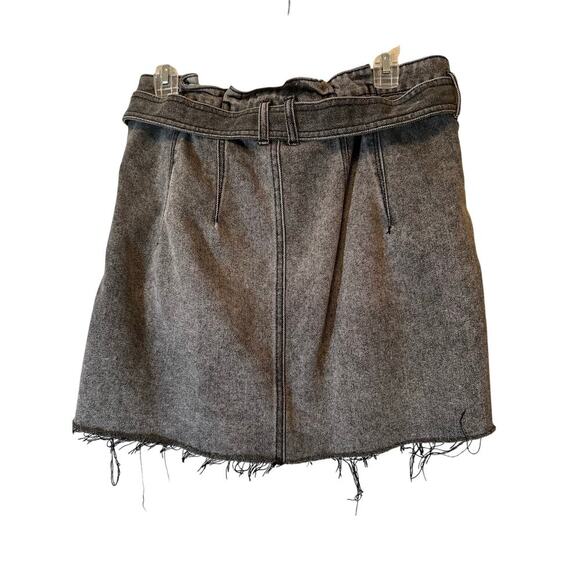 We The Free Thirty-One Urban Outfitters Black Denim Skirt Belted Size 31 Raw Hem - Picture 2 of 7